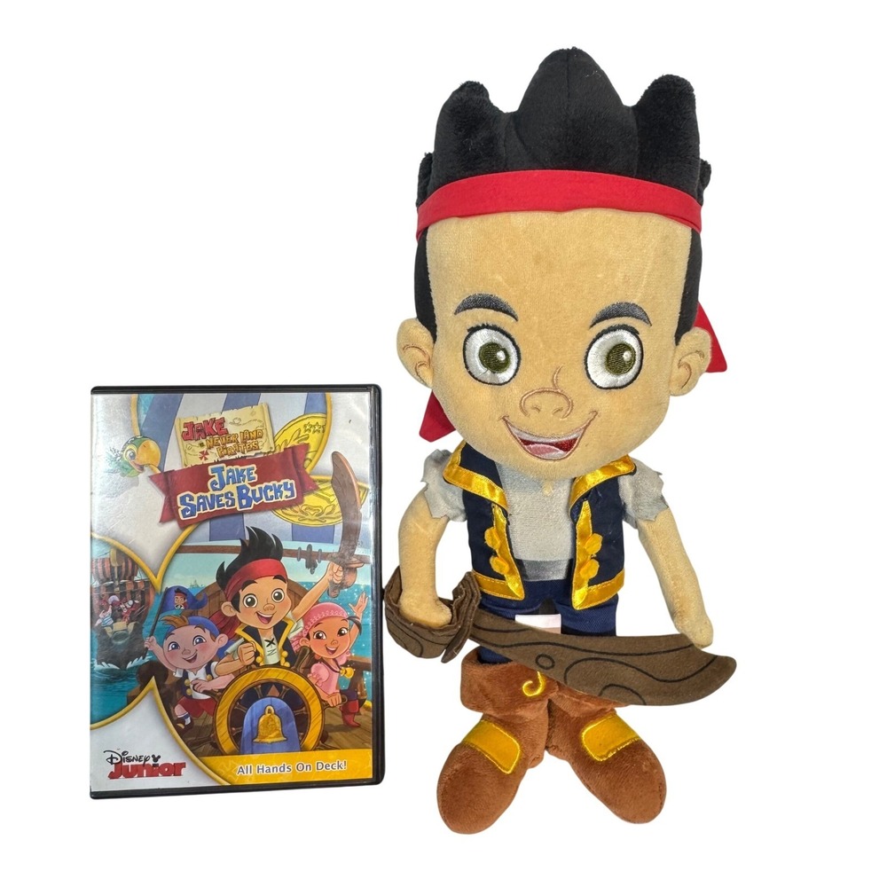 Disney Jake and the Never Land Pirates Plush & DVD Set Kids Toddler Blue Red
